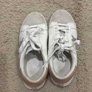 Women's White and Tan Sneakers